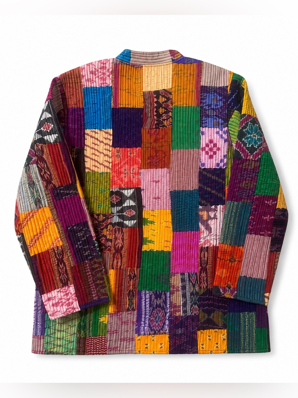 Met Museum Ikat Silk Patchwork Reversible Jacket Boho Art Jacket L - Picture 2 of 8